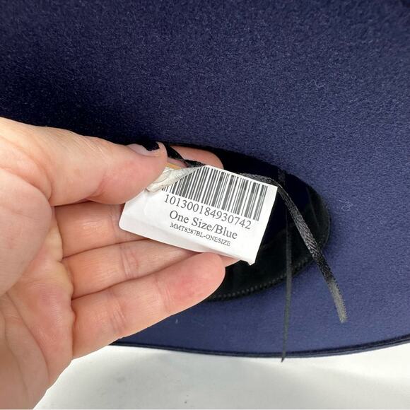 Fadivo Felted Style Fedora Buckaroo Navy Blue Hat - Southwestern Hat Band - Picture 7 of 8